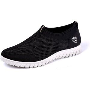 Men's Black Breathable Casual Loafers Mesh Summer Lightweight Slip-on Shoes